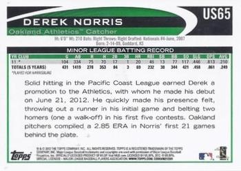 2012 Topps Update #US65 Derek Norris Back