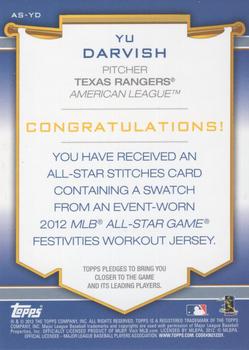 2012 Topps Update - All-Star Stitches #AS-YD Yu Darvish Back