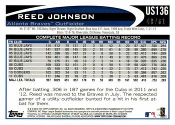 2012 Topps Update - Black #US136 Reed Johnson Back