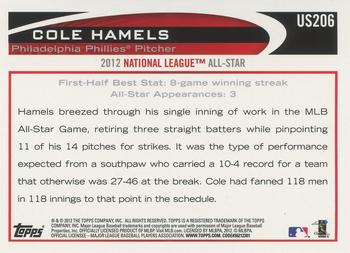 2012 Topps Update - Gold Sparkle #US206 Cole Hamels Back