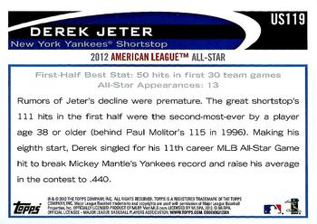 2012 Topps Update - Gold Sparkle #US119 Derek Jeter Back