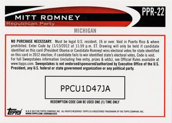2012 Topps Update - Romney Presidential Predictor #PPR-22 Mitt Romney Back