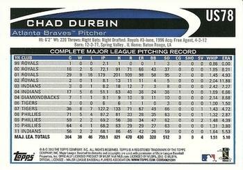 2012 Topps Update - Target Red Border #US78 Chad Durbin Back