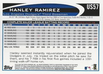 2012 Topps Update - Walmart Blue Border #US57 Hanley Ramirez Back