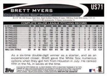 2012 Topps Update - Walmart Blue Border #US71 Brett Myers Back
