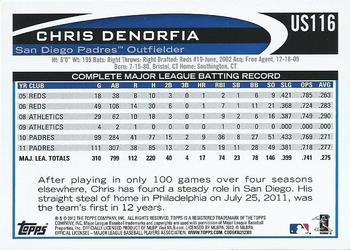 2012 Topps Update - Walmart Blue Border #US116 Chris Denorfia Back