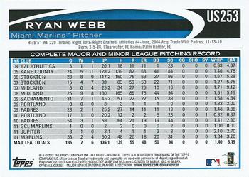 2012 Topps Update - Walmart Blue Border #US253 Ryan Webb Back