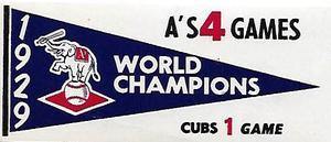 1961 Fleer Baseball Greats (F418-3) - World Series Pennant Decals #NNO 1929 World Series Front