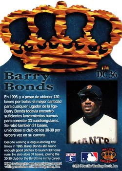 1996 Pacific Crown Collection - Gold Crown Die Cut #DC-36 Barry Bonds Back