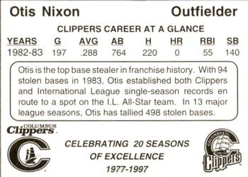 1997 Columbus Clippers 20th Anniversary #22 Otis Nixon Back