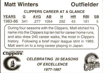 1997 Columbus Clippers 20th Anniversary #30 Matt Winters Back