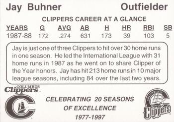1997 Columbus Clippers 20th Anniversary #5 Jay Buhner Back