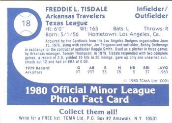 1980 TCMA Arkansas Travelers #18 Freddie Tisdale Back