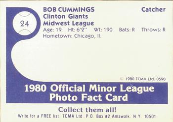 1980 TCMA Clinton Giants #24 Bob Cummings Back