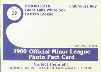 1980 TCMA Glens Falls White Sox B/W #29 Bob Bolster Back