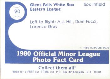 1980 TCMA Glens Falls White Sox Color #20 Sox Infield Back