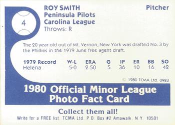1980 TCMA Peninsula Pilots Color #4 Roy Smith Back
