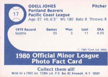 1980 TCMA Portland Beavers #17 Odell Jones Back