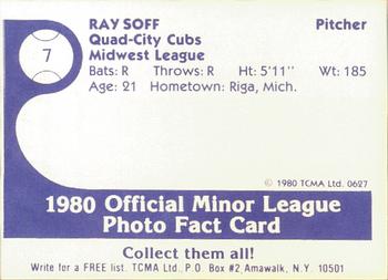 1980 TCMA Quad City Cubs #7 Ray Soff Back