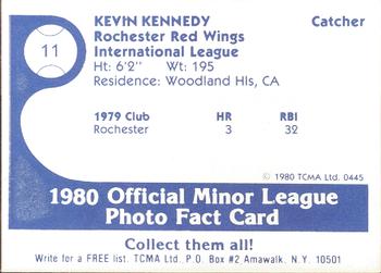 1980 TCMA Rochester Red Wings #11 Kevin Kennedy Back