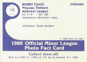 1980 TCMA Wausau Timbers #12 Bobby Tanzi Back