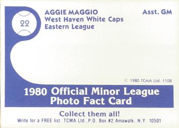 1980 TCMA West Haven White Caps #22a Aggie Maggio Back