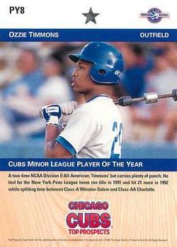 1992 Upper Deck Minor League - Player of the Year #PY8 Ozzie Timmons Back