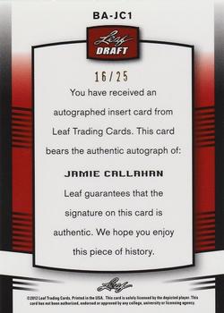 2012 Leaf Metal Draft - Prismatic Blue #BA-JC1 Jamie Callahan Back