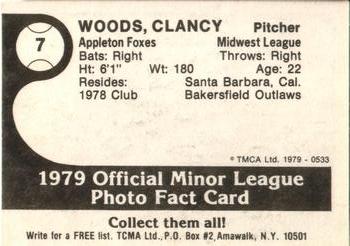 1979 TCMA Appleton Foxes #7 Clancy Woods Back