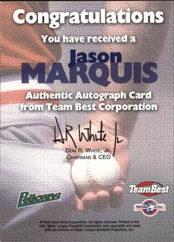 1999 Team Best Rookie - Autographs #NNO Jason Marquis Back