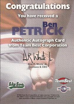 1999 Team Best Rookie - Autographs #NNO Ben Petrick Back