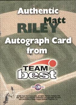 1999 Team Best Rookie - Autographs #NNO Matt Riley Back