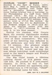 1950-56 Callahan Hall of Fame #NNO Chief Bender Back
