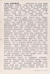 1950-56 Callahan Hall of Fame #NNO Lou Gehrig Back