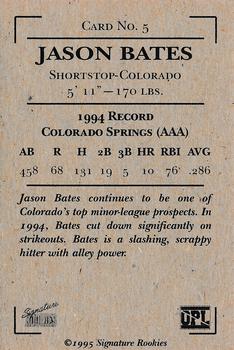 1995 Signature Rookies Old Judge #5 Jason Bates Back