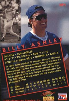 1995 Signature Rookies Old Judge - Hot Prospects #HP1 Billy Ashley Back