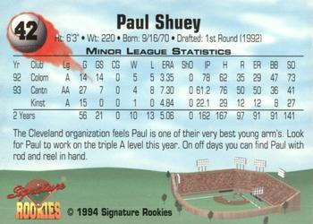 1994 Signature Rookies - Authentic Signatures #42 Paul Shuey Back