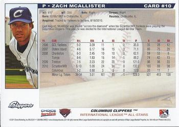 2011 Choice International League All-Stars #10 Zach McAllister Back