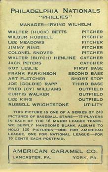 1922 E120 American Caramel Series of 240 #NNO Lee King Back