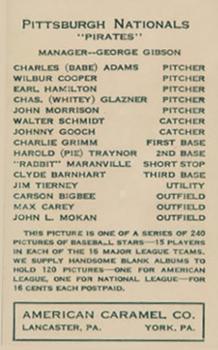 1922 E120 American Caramel Series of 240 #NNO Johnny Gooch Back