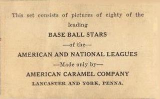 1922 E122 American Caramel Series of 80 #NNO George J. Burns Back