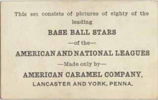 1921 American Caramel Series of 80 (E121) #NNO George Dauss Back