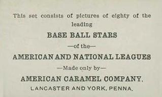 1921 American Caramel Series of 80 (E121) #NNO Grover Cleveland Alexander Back