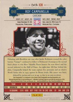 2012 Panini Cooperstown #108 Roy Campanella Back