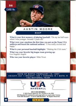 2012 Panini USA Baseball #56 Austin Moore Back