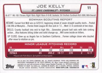 2012 Bowman Draft Picks & Prospects #11 Joe Kelly Back