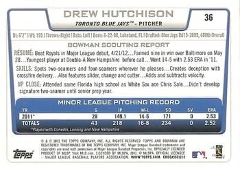 2012 Bowman Draft Picks & Prospects #36 Drew Hutchison Back