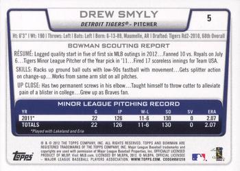 2012 Bowman Draft Picks & Prospects #5 Drew Smyly Back
