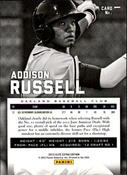 2012 Panini Elite Extra Edition #1 Addison Russell Back
