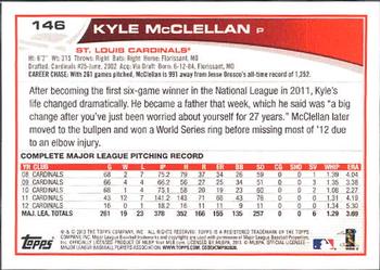 2013 Topps #146 Kyle McClellan Back
